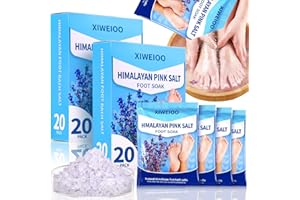 XIWEIOO 40 Packs Himalayan Pink Salt Feet Soak Lavender Epsom Salts Tea Tree Oil Dry Cracked Toenail Athletes Foot soak spa kit, Foot Odor Scent, Softens Callus Remover Pedicure set