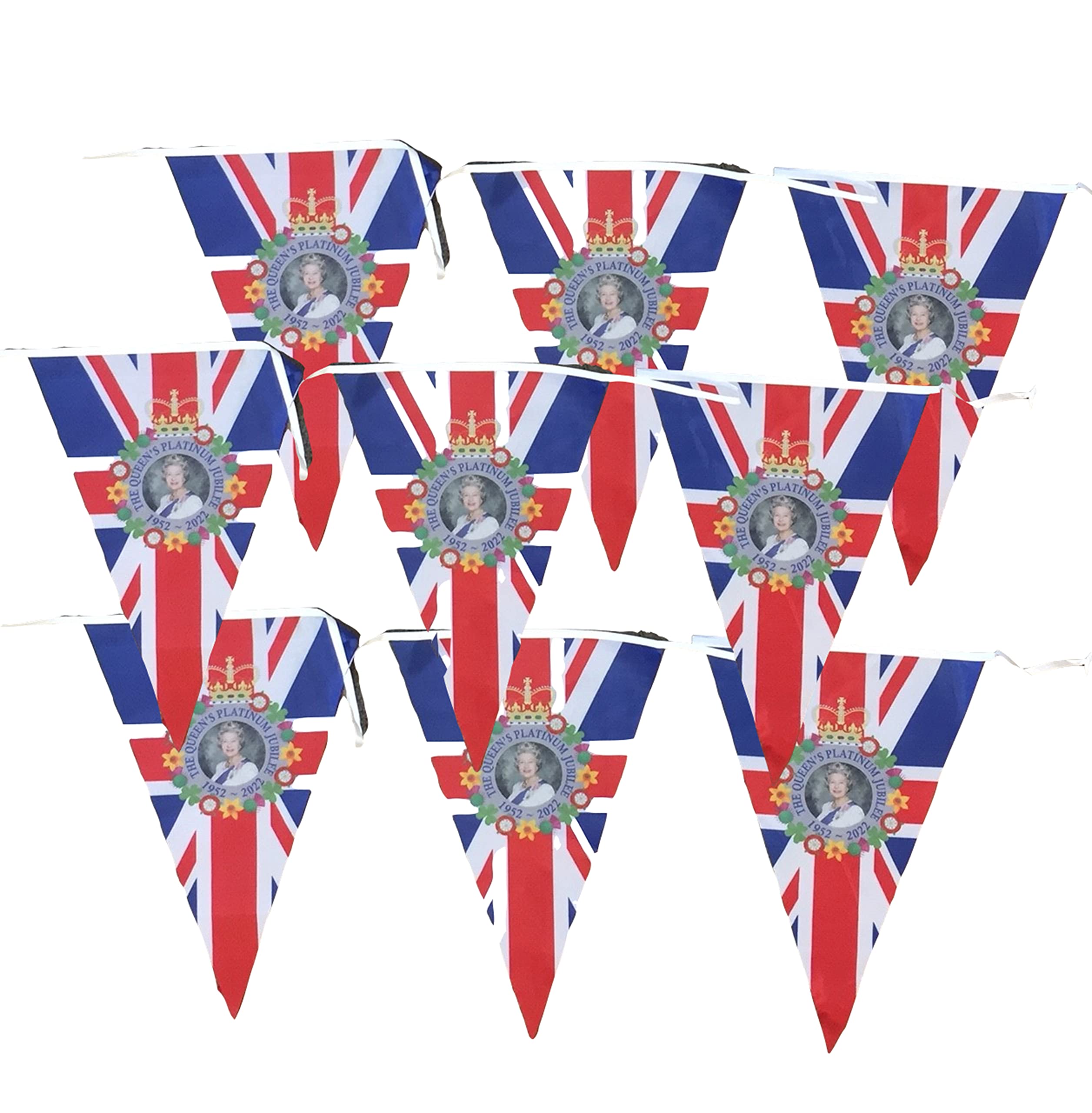 Jubilee Bunting Flags queens jubilee bunting two size bunting flags - 40 flags per length (10 metres x 40 flags)