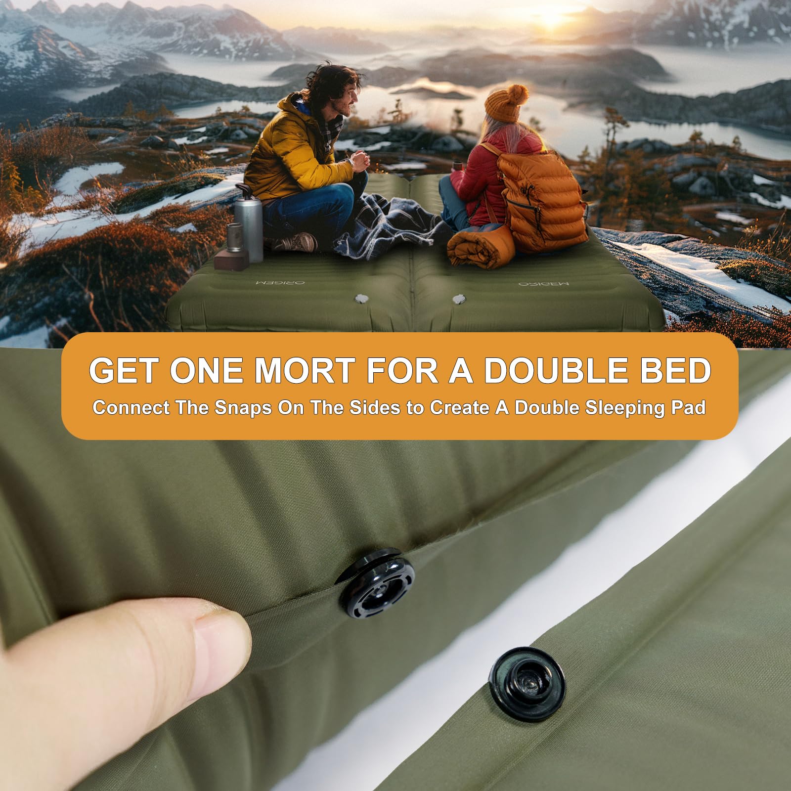 Origem Isomatte Camping Matratze, 14cm Ultraleichte Schlafmatte Aufblasbar Kleines Packmaß, Aufblasbarer Fuß Luftmatratze Outdoor mit Fußpumpe 6
