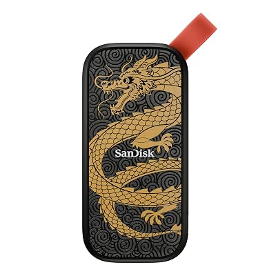 SanDisk 1TB Portable SSD, Dragon Edition - Up to 800MB/s, USB-C, USB 3.2 Gen 2, Updated Firmware - External Solid State Drive - SDSSDE30-1T00-GD25
