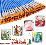UPINS 30 Pcs Flat Paint Brushes Blue 7 mm Short Handle Detail Painting view 6