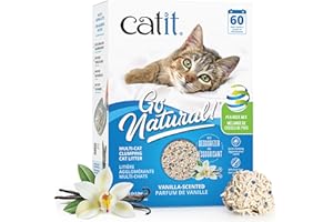 Catit Go Natural Pea Husk Multi-Cat Clumping Cat Litter, Vanilla, 6.4 kg, Dust Free & Lightweight Cat Litter, Cat Liter, Cat 