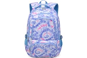 BLUEFAIRY Kids Backpack for Girls Elementary Primary Middle School Bags for Aged 8-10 for Teens Childs Bookbags Back to School Book Bags Cute Mochilas para Niñas Tie-dye Violet