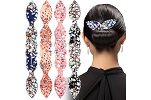 Lnngub 4 Pcs Deft Hair Bun Maker French Twist Rabbit Ear Bun Twister Hair Bun Maker Twist Bun Hair Band Donut Quick Twister Deft Hair Bun Makers for Women & Girls Hair Styling Accessories