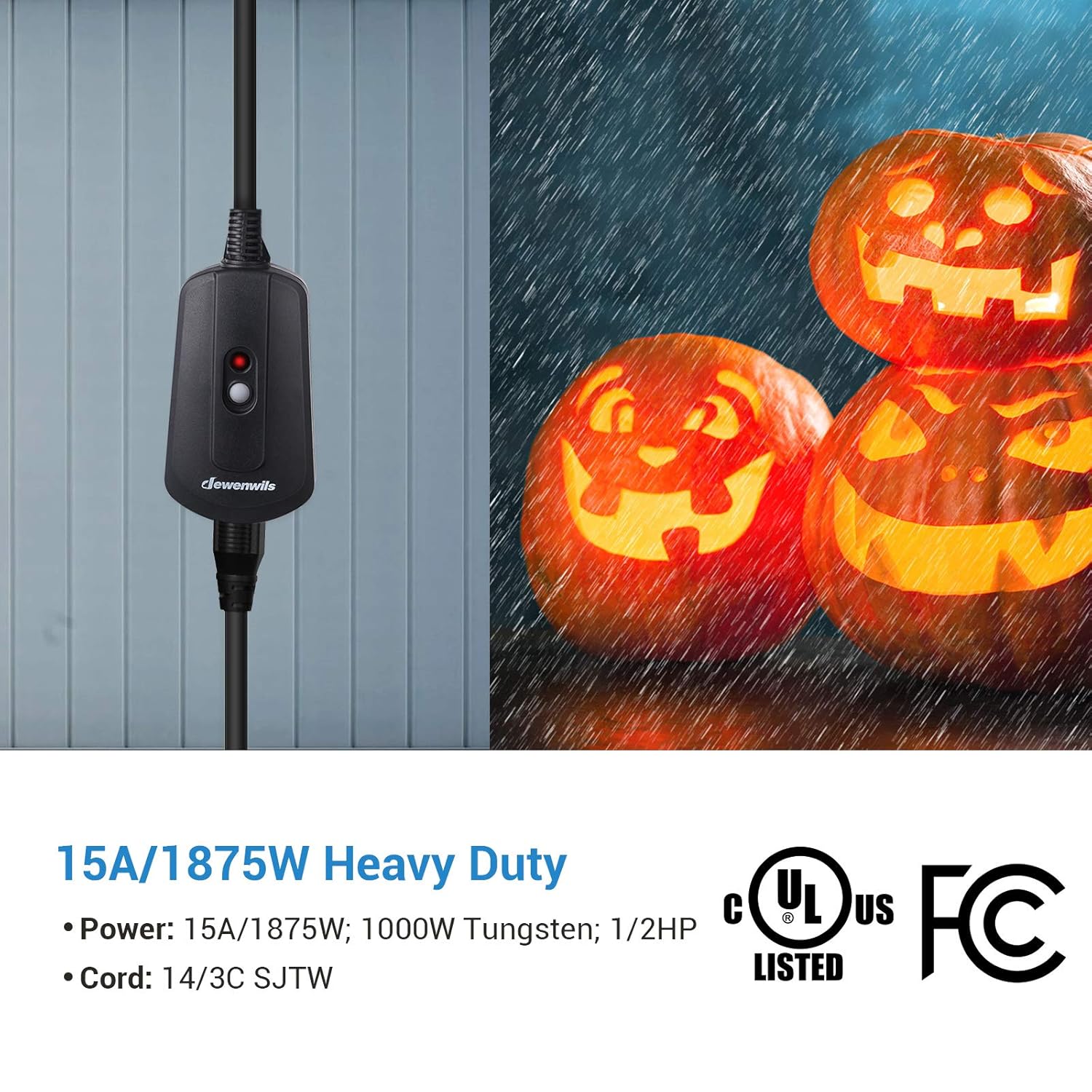DEWENWILS Outdoor Remote Control Outlet with 2 FT Long Extension Cord, 15 AMP Heavy Duty Weatherproof Wireless Remote Controlled Light Switch, 100 Feet Range, UL Listed: Industrial & Scientific