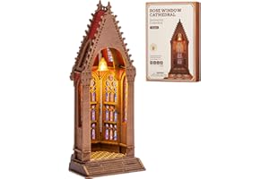 Rolife 3D Wooden Puzzle- Geometry Cathedral Architecture Model with LED Lights, DIY Craft Building Kit for Adults, Unique Hom
