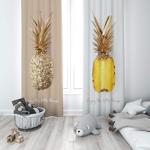Amazon Com Factory4me Pineapple Window Curtains Modern Gold