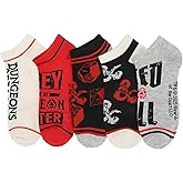 Bioworld Dungeons & Dragons Logo Verbiage and Dice Womens Ankle Socks 5 Pack