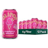 OLIPOP 6g Fiber Prebiotic Soda, Raspberry Sherbet, 12 fl oz, 12 Pack | Shelf Stable Prebiotic Soda, 6g Fiber, 2g Sugar, Digestive Health Support, Prebiotics &amp; Botanicals, Gluten Free, Non GMO
