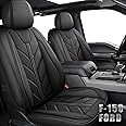 YOVEMEY Truck Seat Covers Compatible with Ford F-150 2009-2024 XL XLT Lariat King Ranch Platinum Tremor Pickup Faux Leather Cushion Protector Fit Ford F150 Crew Cab(Black, Front Seat)