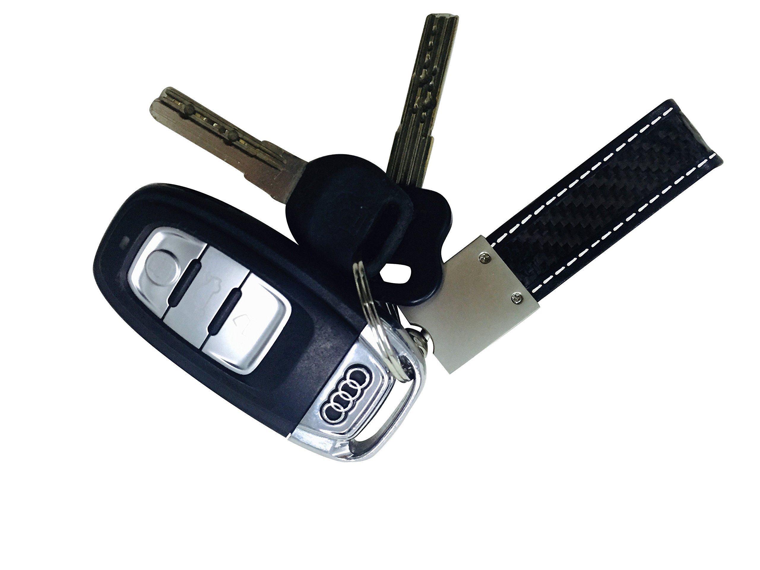 Real Carbon Fiber Keychain Elegant, MGCFTan Timeless,Key chain White