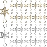 INCREWAY 60 Pcs Christmas Ornament Hooks Sliver Gold Snowflake Decorative Ornament Hangers for Xmas Christmas Tree for Small Ornaments