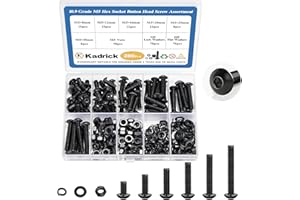 Kadrick M5 Screw Assortment, 280PCS M5 Screw Kit with Nuts Lock & Flat Washers, Grade 10.9 Alloy Steel Hex Socket Button Head Black Screws Nuts and Bolts Kit