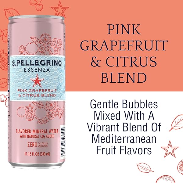 S.PELLEGRINO ESSENZA PINK GRAPEFRUIT & CITRUS FLAVORED MINERAL WATER, 11.15 FL OUNCE (PACK OF 24),(PACKAGING MAY VARY)