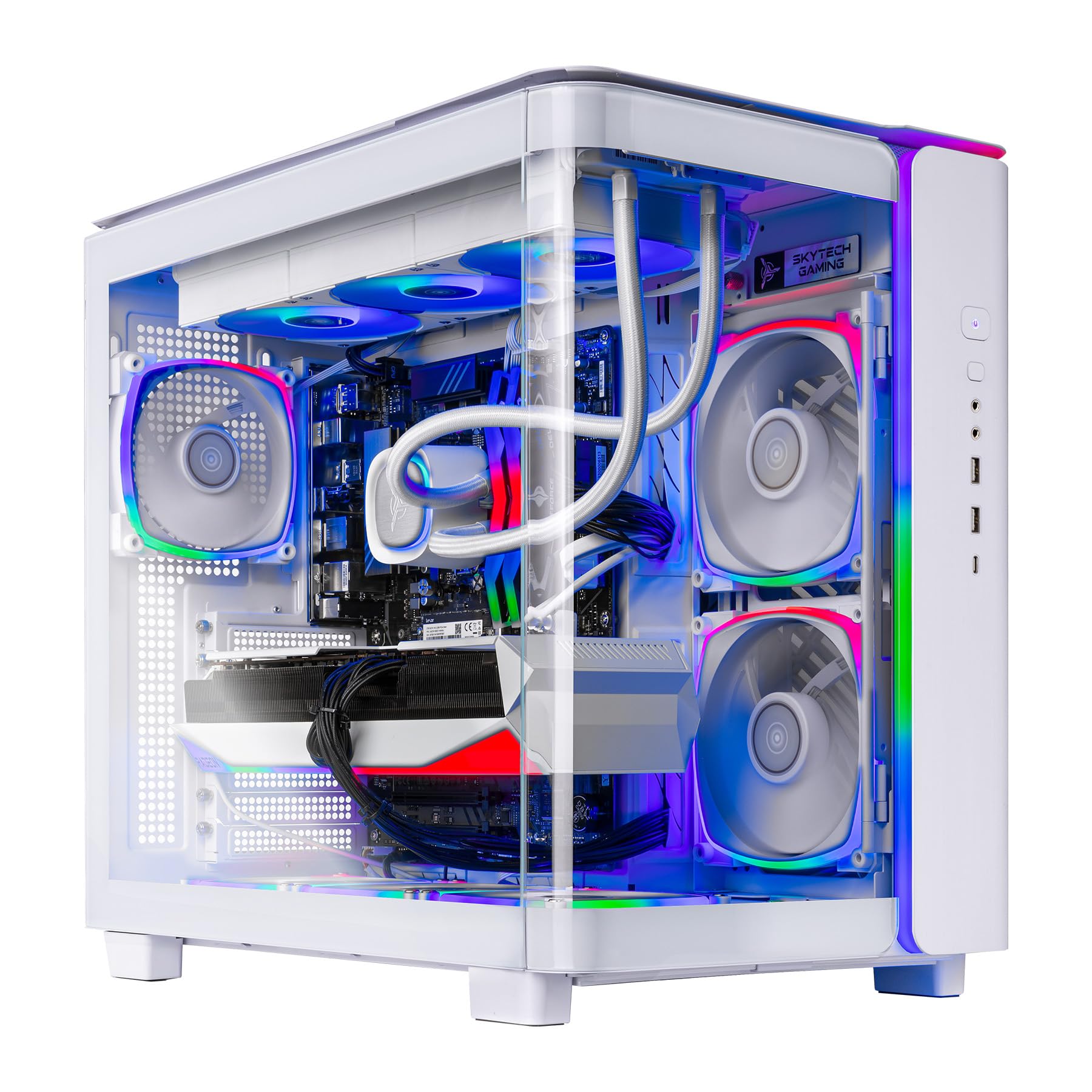 Skytech Gaming King 95 Gaming PC, AMD Ryzen 7 9800X3D 4.7GHz, AMD RX 9070XT 16GB VRAM, 2TB Gen4 NVMe SSD, 32GB DDR5 RAM 6000, 850W Gold ATX 3 PSU, 360 ARGB AIO, Wi-Fi, Win 11, Desktop