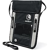 VENTURE 4TH Neck Wallet, RFID Blocking Passport Holder for Travel – Hidden Neck Pouch with 6 Compartments, Slim Lightweight Organizer with Adjustable Strap for Cash, Cards & Passport (Black)