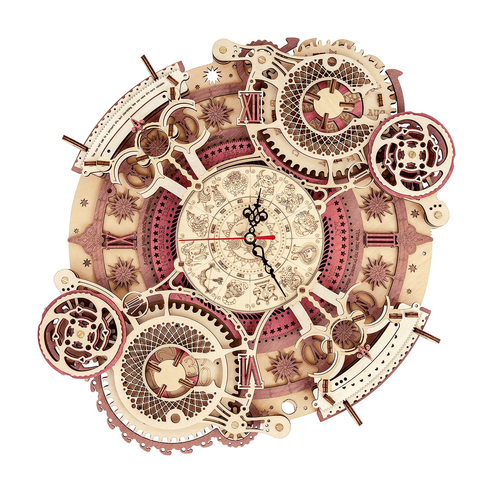 ROKR Clock Model kits For Adult to Build, 3D Wooden Puzzle Zodiac Wall Clock Time Art,Home Decoration Gift(LC601)