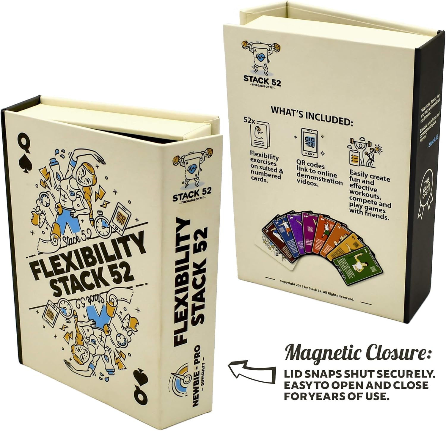 Stack 52 Flexibility Exercise Cards. Learn Static and Dynamic Stretches. Video Instructions Included. Perfect for Workout Warm Ups and Cooling Down. Increase Joint Range of Motion. (Updated Deck) - Image 4