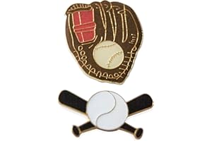 2-Piece Baseball, Bat, & Leather Glove Lapel Pin or Hat Pin & Tie Tack Set with Clutch Back by Novel Merk