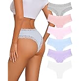 Sth Big Womens Cotton Underwear Sexy Lace Brazilian Panties Soft Breathable Cotton Bikini for Ladies 6 Pack