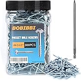 Bobibbi Pocket Hole Screws #8x2-1/2 Zinc, Coarse Thread Wood Screws, Washer Head with Square Drive 300Pcs, 150MM Drive Bit Included