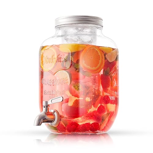 2 Gallon Glass Drink Dispenser With Fruit Infuser & Stainless Steel Spigot - Leakproof For Parties, Lemonade, Sangria - View #2