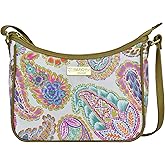 Anuschka East/West Hobo - Wanderlust Collection - Nylon Fabric with Genuine Leather Trim and Artwork Print