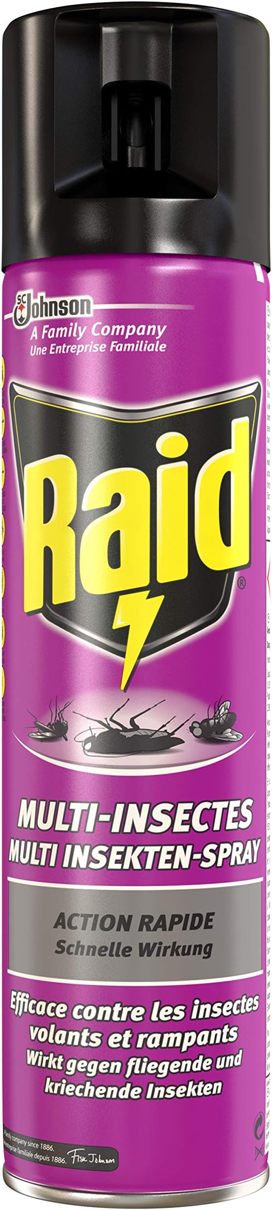 Raid Flying and Crawling Insect Aerosol Insecticide, 400 ml, Light