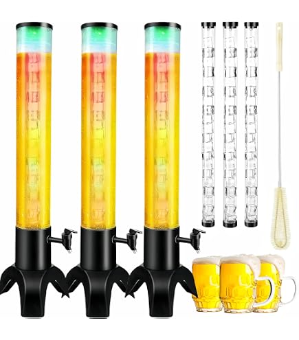 3-Piece Mimosa Drink Tower Dispenser With LED Lights - 3L/100oz Capacity With Ice Tube For Parties - View #4