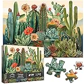 Vintage Cactus Plant Puzzles for Adults 1000 Pieces and up, PICKFORU Retro Succulents Puzzles as Home Decor, Flower Puzzle for Plant Lovers