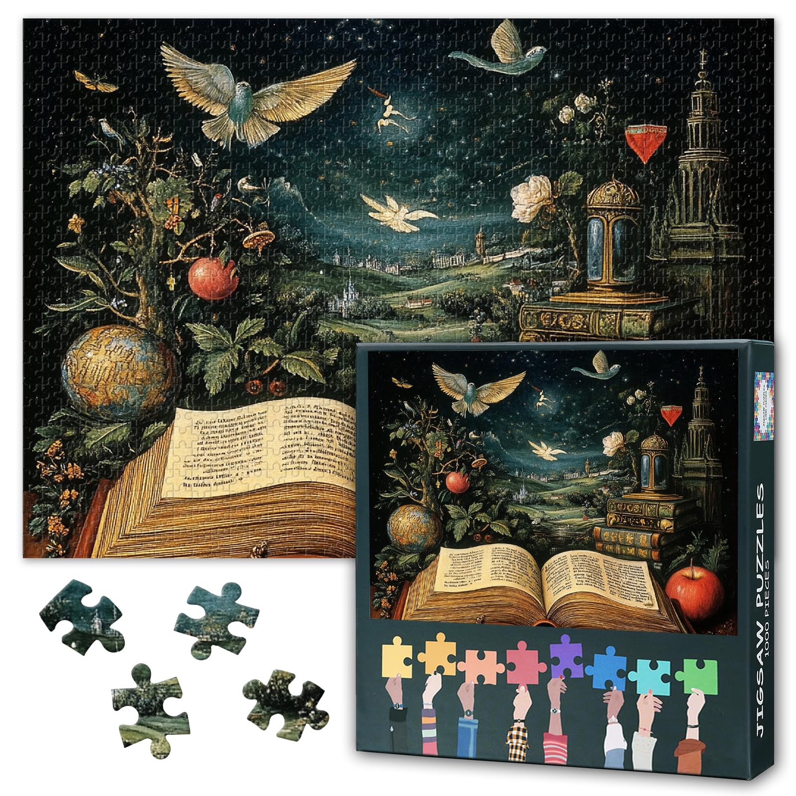 Jigsaw Puzzle 1000 Pieces for Adults, Magic Book Adult Puzzles, 1000 Piece Puzzles, World in the Book High-difficulty Jigsaw Puzzle Perfect for Game Nights Finished Size 50x70cm