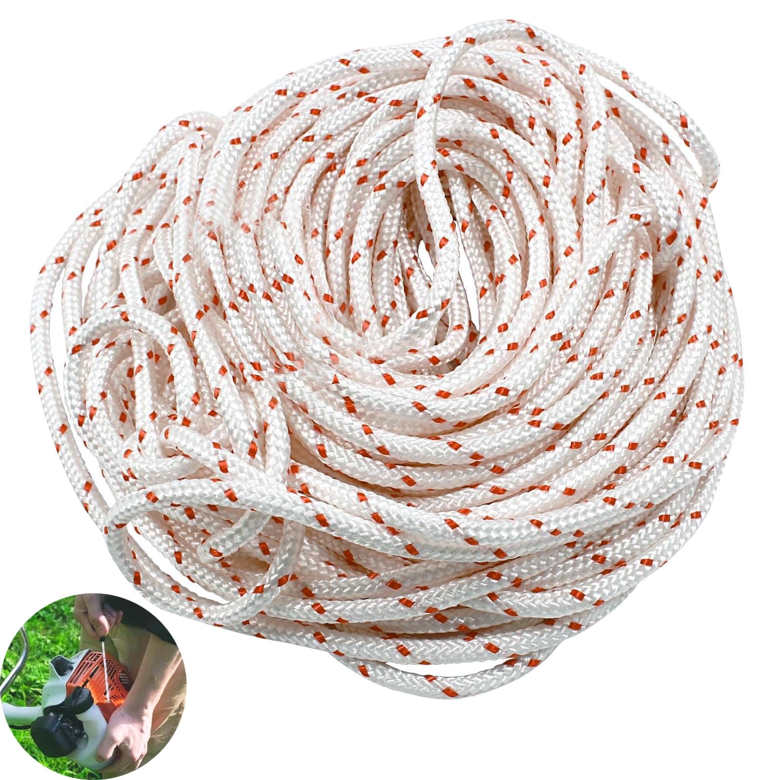 10 Metres 4 mm Replacement Starter Rope, Recoil Pull Cord Replacement Starter Rope, Starter Rope, Starter Rope Universal Replacement Strap Ropes Kit, for Line Trimmers, Chainsaws