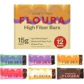 Floura Variety Pack Fiber Bars &ndash; 15g Diverse Fiber (12 Pack, 2 of Each) | Variety Pack Fiber Snack Bar &ndash; 15g fiber. 12 plants. 160 calories. Made with real fruits. Gluten free. Dairy free.