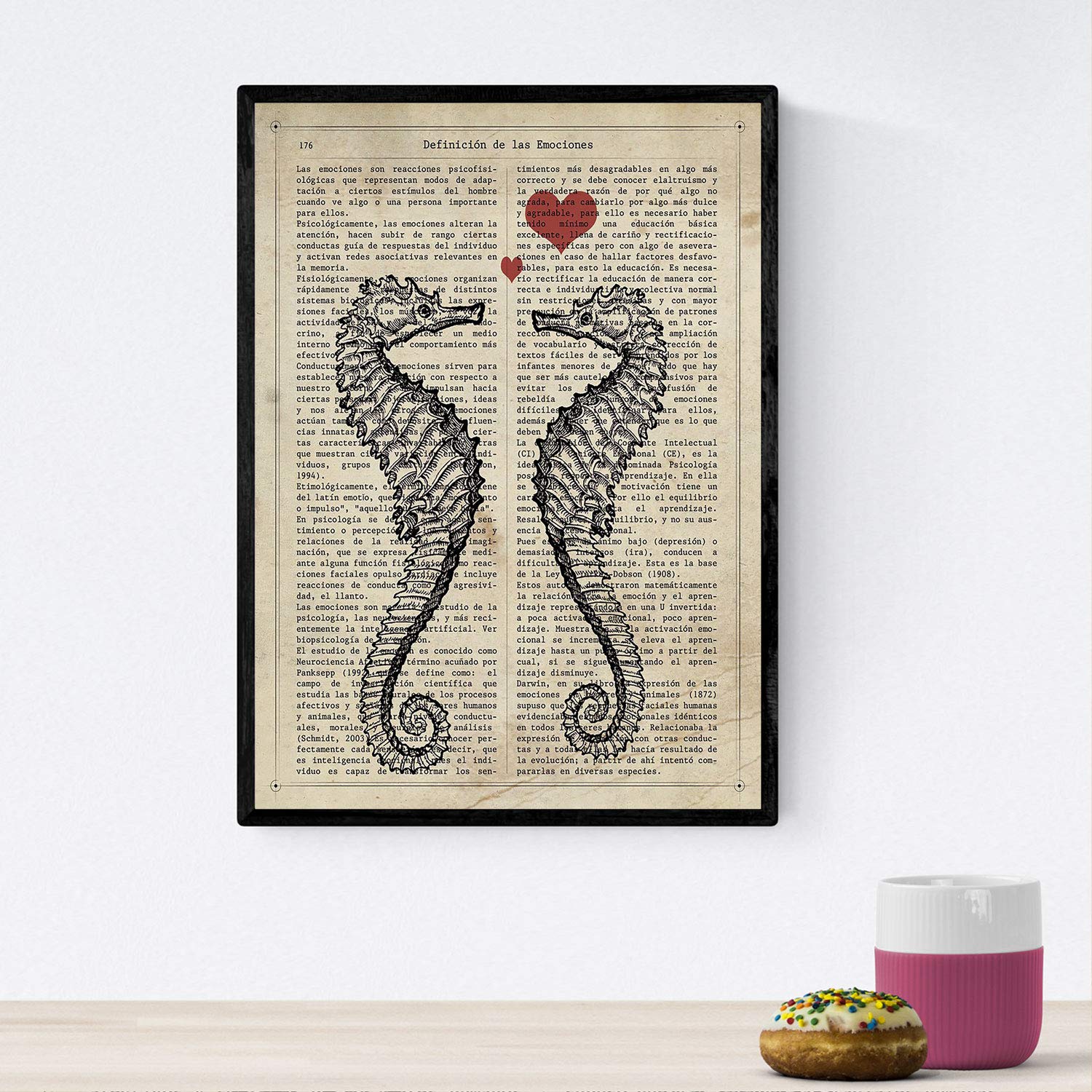 Nacnic Poster seahorses. Romantic love films with definitions. Illustrations for your partner, family, woman, ... Size A4 — image 1