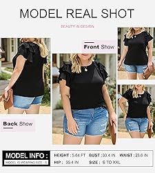 SHEWIN Plus Size Tops for Women 2025 Ruffle Short
