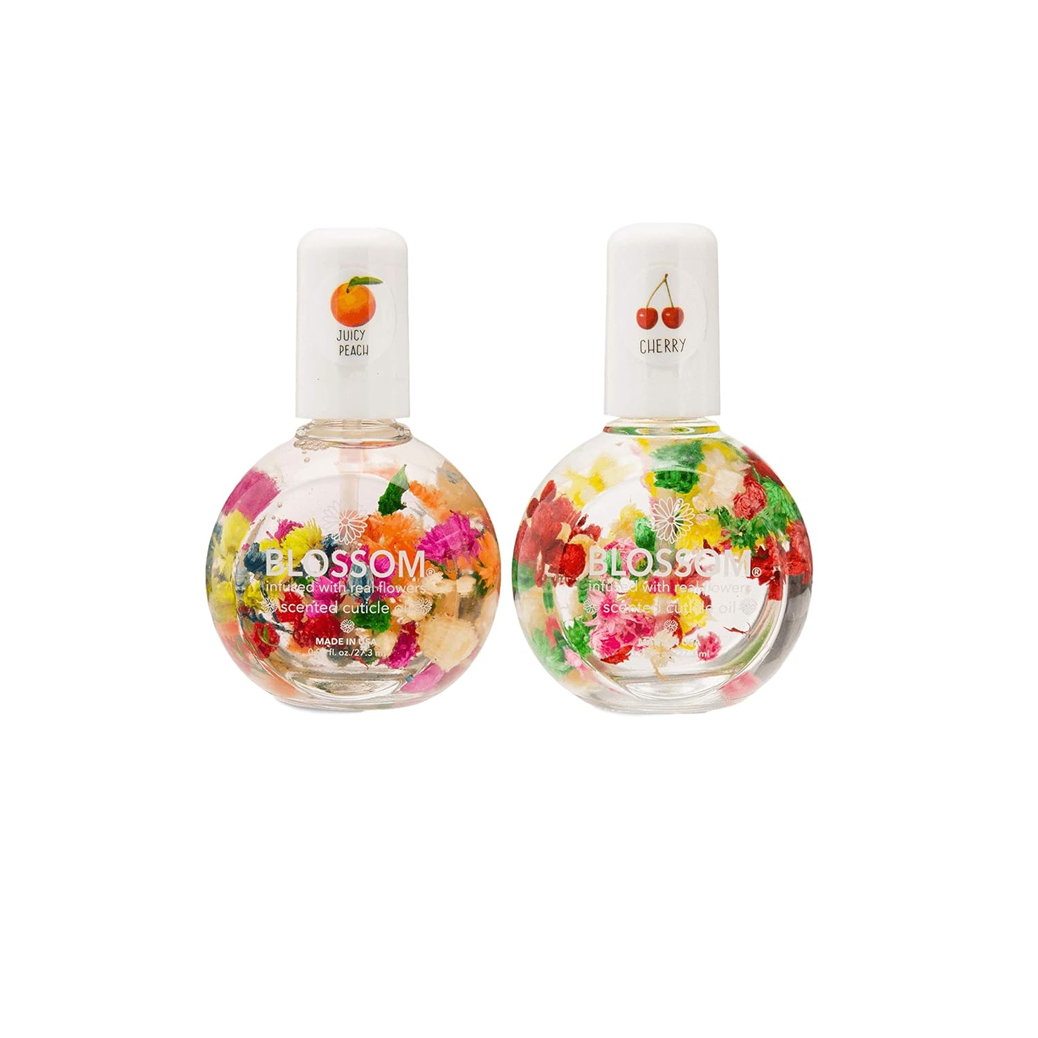Blossom Scented Cuticle Oil Infused with Real Flowers Twin Pack — Nourishing Essential Oils for Softening, Hydrating and Repairing Nail Cuticles (Lavender & Rose — 2 x 0.42 Fl. Oz.): Beauty