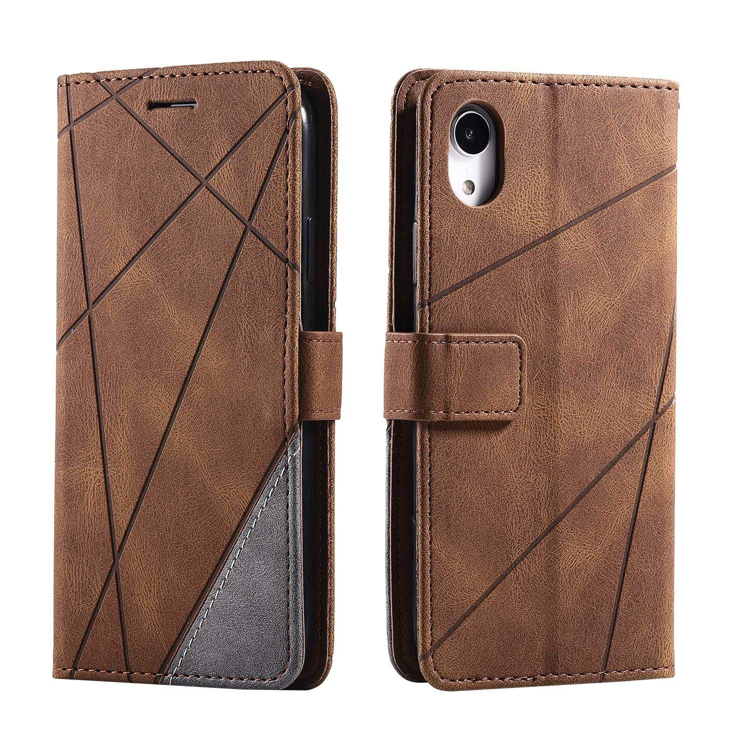 SONWO Case for iPhone XR Case, Premium Leather Flip Wallet Case Magnetic Closure Card Slots Kickstand Phone Case for iPhone XR, Brown