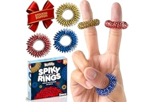 BunMo Spiky Sensory Rings 3pk – Acupressure Rings - Fidget Ring for Adults – Sensory Stimulation & Finger Comfort – Durable & Portable - Spiky Fidget Ring - Stocking Stuffers for Teen Boys