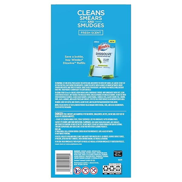 WINDEX DISSOLVE CONCENTRATED PODS, MULTISURFACE CLEANER STARTER KIT CONTAINS 1 REUSABLE BOTTLE, 1 CONCENTRATED DISSOLVABLE POD