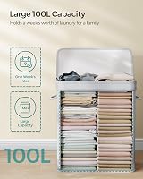 SONGMICS 100L Bamboo Laundry Hamper with Lid Removable Liner Grey LCB063G01 view 5