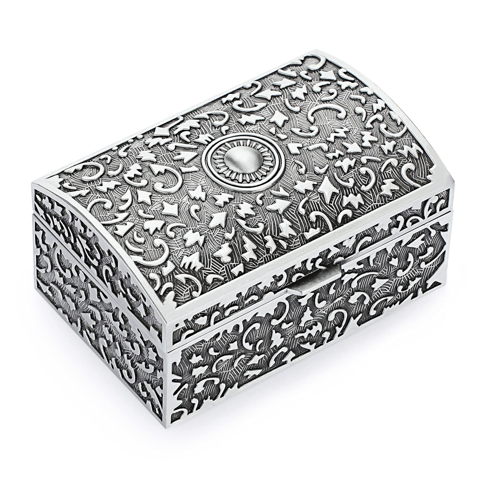 Photo 1 of Hipiwe Vintage Metal Jewelry Box Small Trinket Storage Box Treasure Chest Case Ring Holder Necklace Earring Organizer Keepsake Box Wedding Birthday Gift for Women
