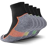 FYTUTESE Ankle Socks for Men with Cushion 5 Pack Men's Athletic Cushioned Running Cotton Sports Quarter Socks