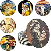 TBWHL Funny Coasters Set of 6, Absorbent Drink Coasters with Cat Meme Design, Non Slip Coasters for Coffee Table, Housewarming Gifts New Home, Dining Room Decor, Living Room Accessories