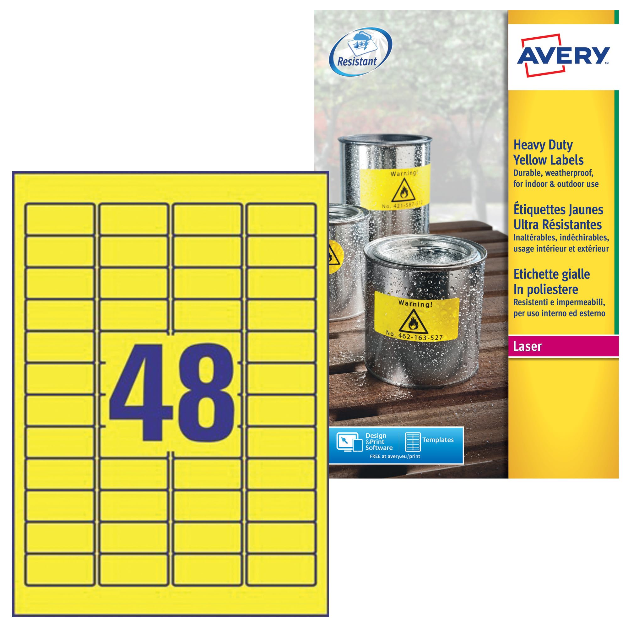 Avery Zweckform L6103-20 Heavy-Duty Weatherproof Labels for Electrical Cabinets 45.7 x 21.2 mm 20 Sheets