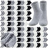 Cuffbow 100 Pairs Bulk Fuzzy Socks for Men Women Cozy Slipper Fluffy Socks Bulk Warm Gifts for Homeless