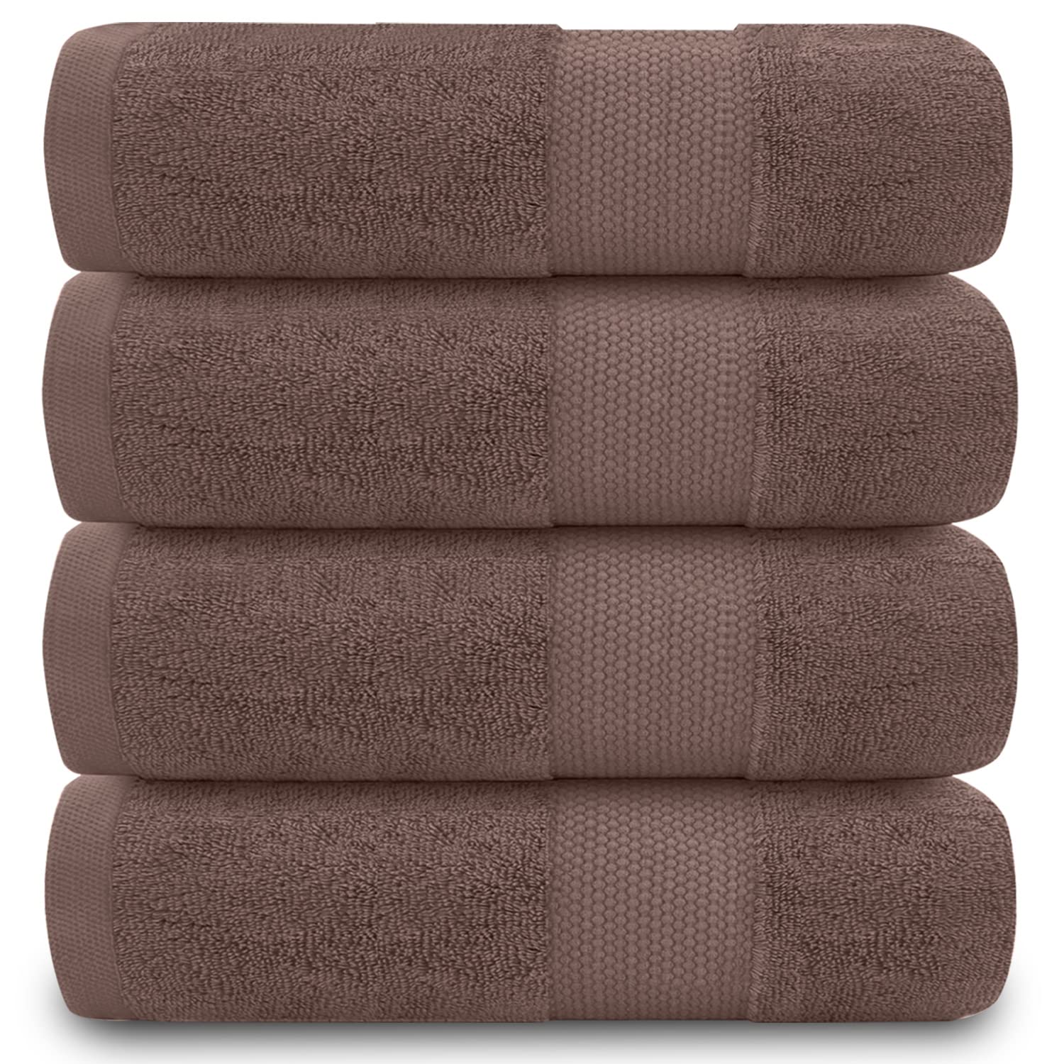 Fade Resistant Bathroom Towels Set, 700 GSM Premium Quality Extra Absorbent 100% Cotton Bath Towel, Camel, 4PK Hand Towel