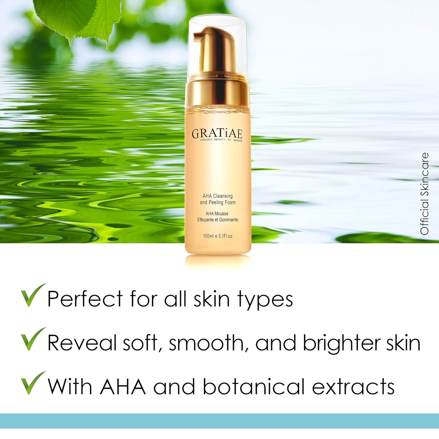 Gratiae organics, AHA Cleansing and Peeling Foam face wash, non-drying facial cleanser for sensitive, acne & allergy prone and all Skin Types, facial cleanser. 5.1 Fl. Oz : Facial Cleansing Creams : Beauty