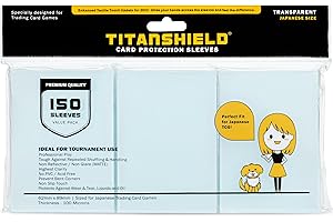 TitanShield (150 Sleeve/Clear) Small Japanese Sized Trading Card Sleeves Deck Protector for Yu-Gi-Oh, Cardfight!! Vanguard & Photocards