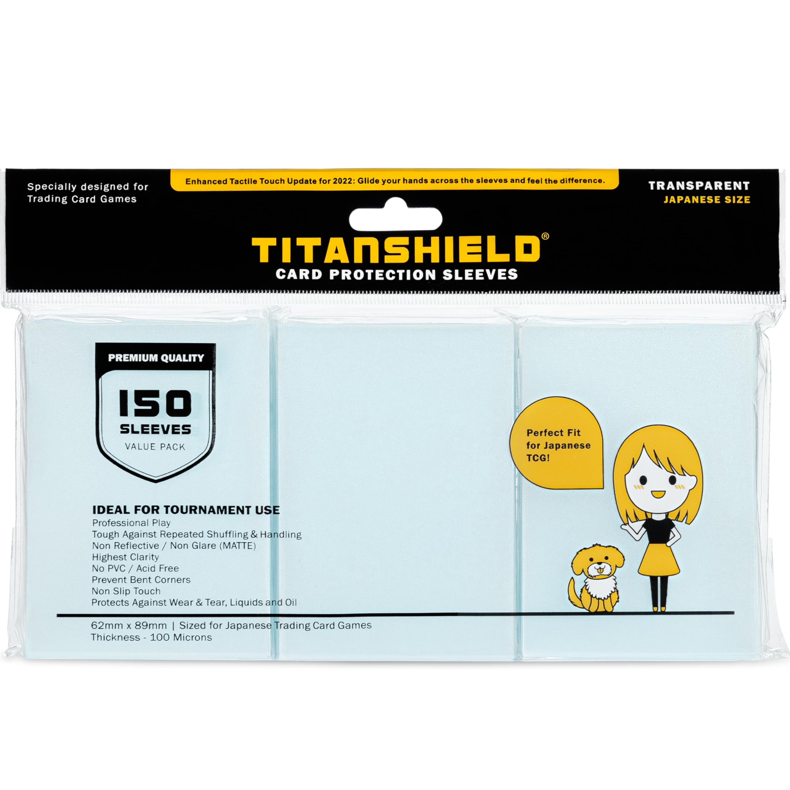 TitanShield (150 Sleeves/Transparent) Small Japanese Sized Trading Card Sleeves Deck Protector Compatible with Yu-Gi-Oh!, Cardfight!! Vanguard โ image 1