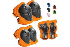 Wemfg Kids Protective Gear Set Knee Pads for Kids 3-14 Years Toddler Knee and Elbow Pads with Wrist Guards 3 in 1 for Skating Cycling Bike Rollerblading Scooter